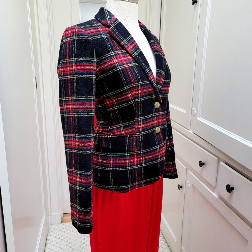 New J.Crew Wool-blend schoolboy blazer Black Tartan Plaid - Picture 8 of 12
